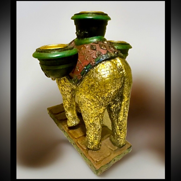🐘CBK🐘 VTG 1998 BRONZE ELEPHANT FESTIVAL 3 STICK FIGURINE CANDLE HOLDER EUC🕯️ - Picture 5 of 8